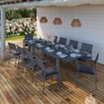Ensemble table et chaises de jardin extensible en aluminium anthracite 216/300cm - AVRIL PARIS-0