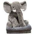 Oreiller Éléphant en Peluche Géant 60cm Doux Gros Cadeaux pour enfants Avec Plaid Couverture Canapé 170x100cm Gris-0