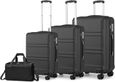 Kono Ensemble de valises légères en ABS rigide avec serrure TSA + sac cabine Ryanair 40 x 20 x 25 cm, turquoise, 4 Piece Set,Noir-0