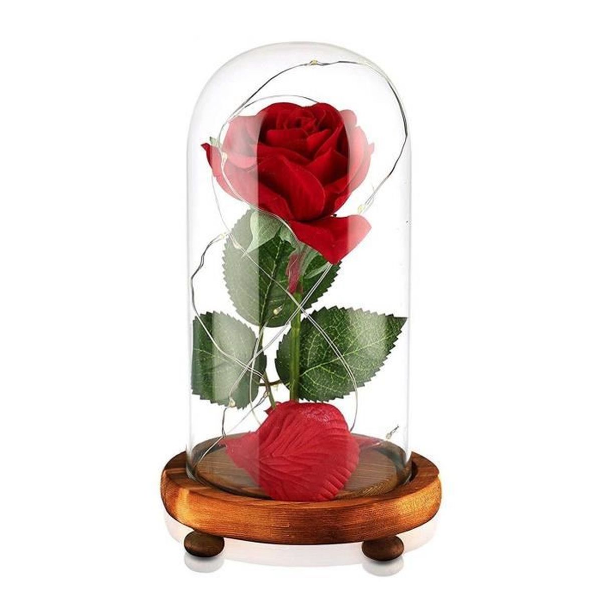 La belle et la Bête Rose”, Rose Enchantée, Rose en Soie Rouge Fleur  Artificielle avec LED Lumière en dôme en verre - Cdiscount Maison