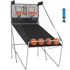 KOMFOTTEU Machine De Tir Basket Pliable – Arcade Double Panier 8 Modes, Compteur LCD, 4 Balles, 202 X 107 X 205 Cm