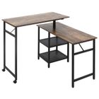 Bureau informatique - HOMCOM - Design industriel modulable - 2 étagères - Aspect vieux bois métal noir