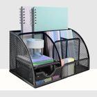 LAIQIANKUA Organisateur de Bureau en Maille Métallique avec 7 Compartiments dont Tiroir et Pot Crayon, Rangement Bureau Multifonctionnel