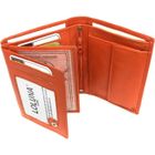 Portefeuille homme / femme cuir avec porte monnaie fermeture eclair, volet 10 cartes, identité, permis, billet Orange -LOLUNA®