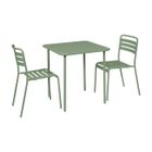 SWEEEK Table de jardin métal + 2 assises vert Amélia