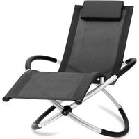 Chaise longue noire Bc-elec HMBL-04-BLACK - Relax de jardin - Résistant aux intempéries - Max 180kg