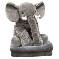 Oreiller Éléphant en Peluche Géant 60cm Doux Gros Cadeaux pour enfants Avec Plaid Couverture Canapé 170x100cm Gris