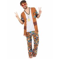 Déguisement hippie motifs ronds homme - Polyester - Marron - Style années 60