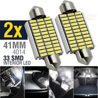 2X 41mm Universel Ampoules LED Blanche de voiture intérieure C5W pour Veilleuses, Plaque d'immatriculation, Coffre, 33SMD 12V