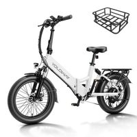 Vélo électrique pliable 20" Fat Tire - Blanc - YOLOWAY - Batterie 36V 12.5Ah - Moteur 350W - Batterie Amovible - Autonomie 45 km