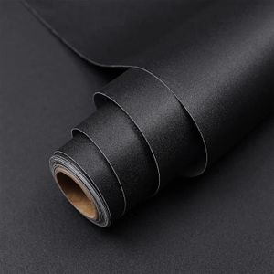 PAPIER PEINT Papier Adhesif Pour Meuble Noir Matte 40X600Cm Fil