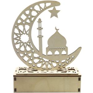 OBJET DÉCORATIF Eid Mubarak Ramadan Wooden LED Lamp Muslim Ramadan