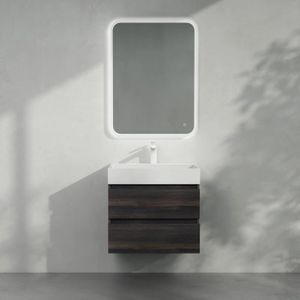 Meuble De Salle De Bain Vidar 60cm Chene Evasion Avec Plan Vasque Et Miroir Avec Porte Serviettes En Cadeau Cdiscount Maison