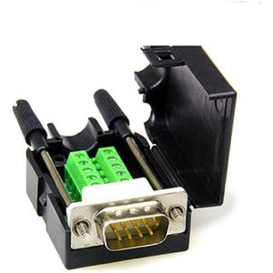 D-Sub DB9 mâle 9Pin Noir Couvercle Vis Type Breakout terminaux connecteur
