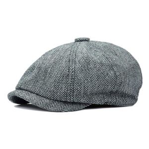 CASQUETTE grise - Béret unisexe en coton, chapeau à chevrons, de couleur unie, pour garçon de boulanger, nouveau, à la