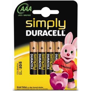 PILES Duracell - Pile Alcaline - AAAx4 Simply (LR03)