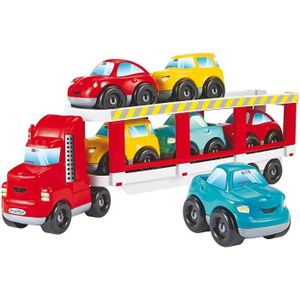 CAMION ENFANT Camion porte-voitures ECOIFFIER - Abrick - Transporte 6 voitures sur 2 étages - Rouge - Dès 18 mois
