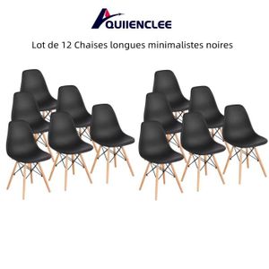 CHAISE LONGUE Chaises longues minimalistes noires - QUIIENCLEE - Lot de 12 - Intérieur et extérieur - 46 x 41 x 83 cm