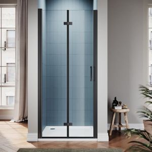 Porte de douche coulissante transparent, noir 140 cm, Fabrik