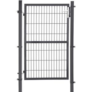 PORTAIL - PORTILLON SONGMICS Portillon en fer galvanisé - Portail de clôture - Porte de jardin robuste et durable - 106 x 200 cm (L x H) Gris GGD200GY