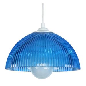 LUSTRE ET SUSPENSION TOSEL Suspension 1 lumière - luminaire intérieur - verre bleu - Style bohème - H70cm L25cm P25cm