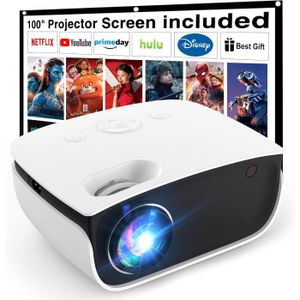 Vidéoprojecteur Mini Vidéoprojecteurs, 7500 Lumens Mini Projecteur Supporte 1080P Full Hd [Écran De Projection Inclus] Retroprojecteur Portab[J260]