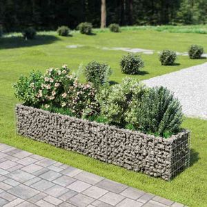 Jardinière Extérieure Sur Pieds En Acier Enduit Poudre - Dimensions 224x80x36 Cm, Couleur Gris - Pour Balcon, Terrasse Ou Jardin