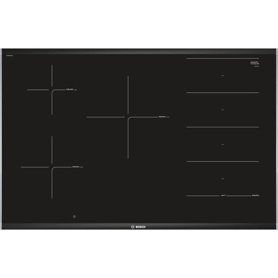 Table induction grande largeur - BOSCH  SER8 - PXV875DV1E - Noir - 5-foyers - Home Connect - L816xP527 mm