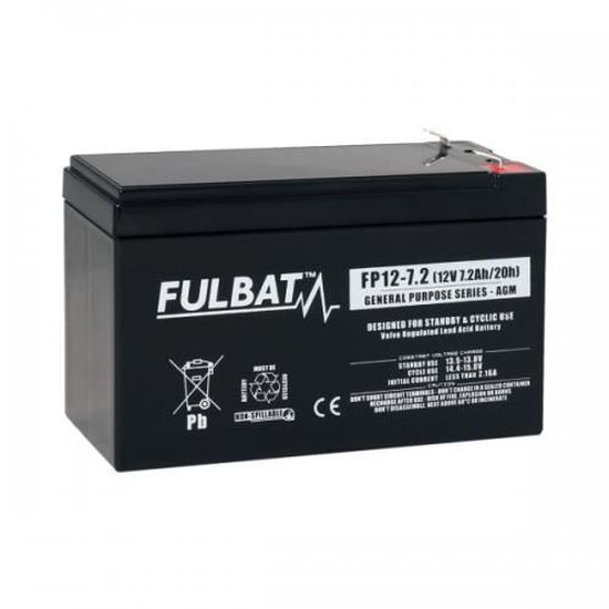 Batterie FULBAT AGM plomb étancheFP12-7.2 (T1) 12 volts 7,2 Amps
