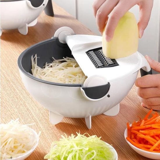 Magic Rotate Coupe-légumes avec panier de vidange Cuisine multifonctionnelle Veggie Fruit Shredder Râpe Trancheuse