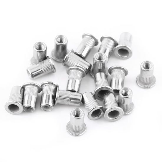 Lot De 50 Inserts à Riveter (écrous Aveugles) Tête Plate - M3 M4 M5 M6 M8 M10 M12 - Acier