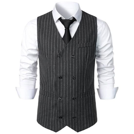 Gilet Sans Manches Homme Basic - Gilet D'Extérieur Casual Col V Boutonné Pour Homme