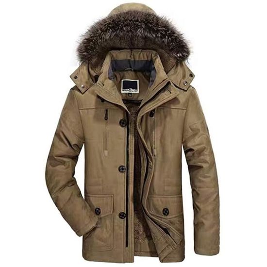 Parka D'hiver Pour Homme - Manteau Chaud Avec Doublure Sherpa - Coupe-vent - Style Militaire - Poches Multiples