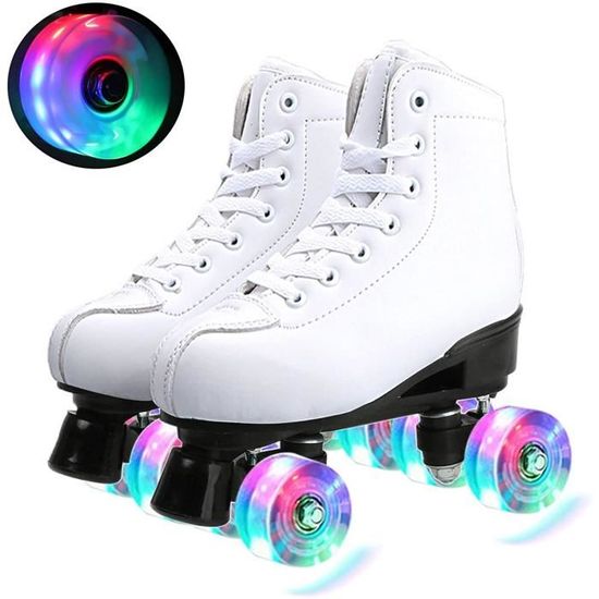 Patins à Roulettes Quad Chicago Classiques – Femme, Blanc, Taille US 8 (Occasion)
