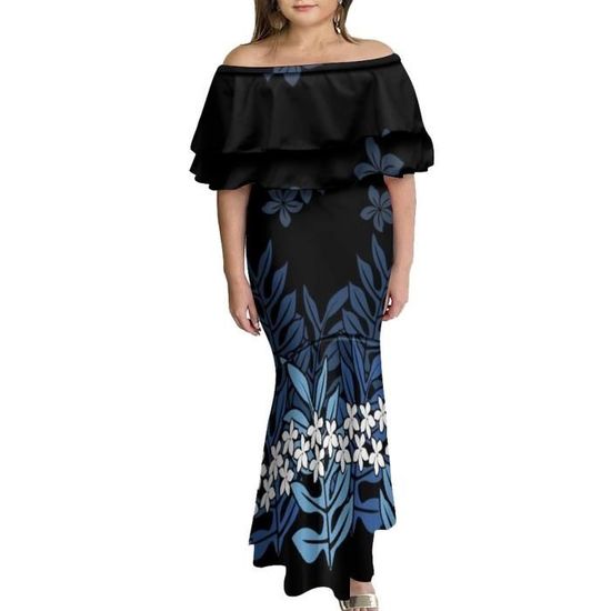 Robe Sirène Dalia MacPhee Marine à Volants - Taffetas à Niveaux, Sans Bretelles | Neuf