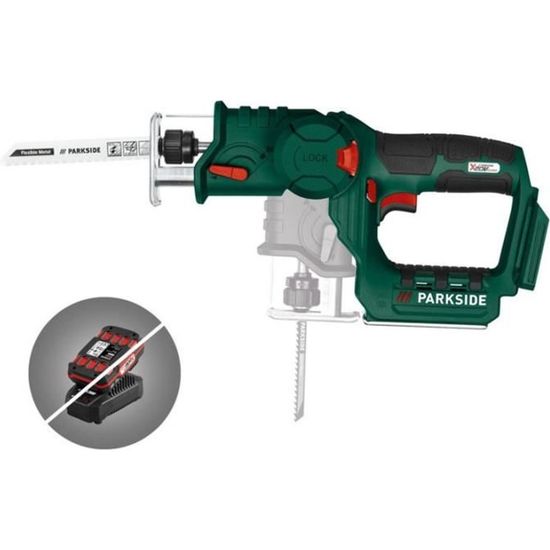 Scie D'Élagage Sans Fil PARKSIDE PASA 20-Li - Vitesse Réglable 0-2700 Tr/min, Longueur Course 20mm | Sans Batterie