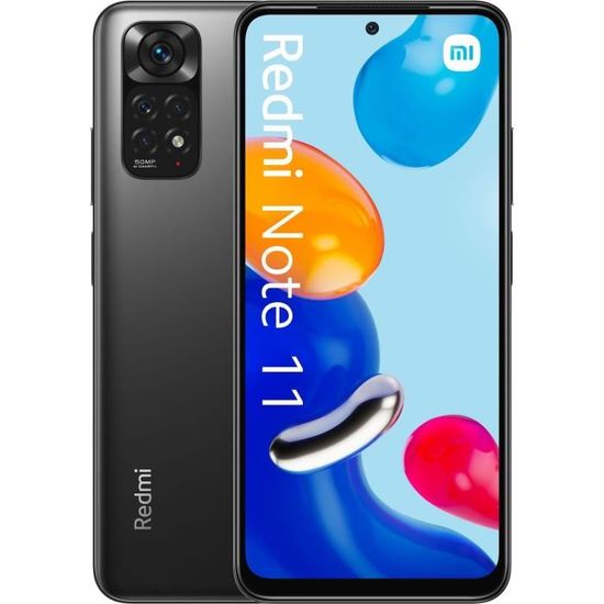 Smartphone XIAOMI Redmi Note 11 64Go 4G Gris - Double SIM - Caméra avant - Lecteur d'empreintes digitales