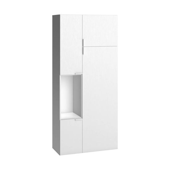 Armoire 4 portes en bois blanc avec niche de rangement AR17001