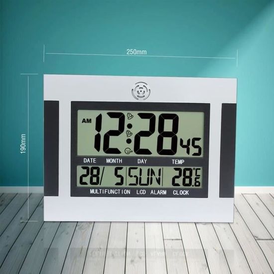 Réveil Numérique Grand écran LED - Affichage Courbé Silencieux Avec Réglage Luminosité, Pour Bureau Et Chambre - 9