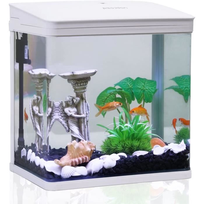 Petit Aquarium De Bureau Avec LED Réglable & Filtration 3 Couches – Pour Betta, Crevettes & Poissons Rouges