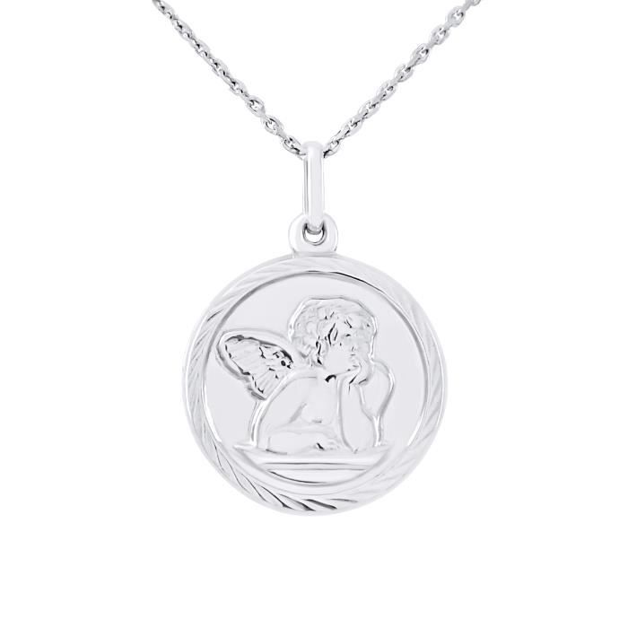 Pendentif Enfants - LÉA & ARTHUR - MÉDAILLION ANGE - Argent 925 - Rhodié - Mixte