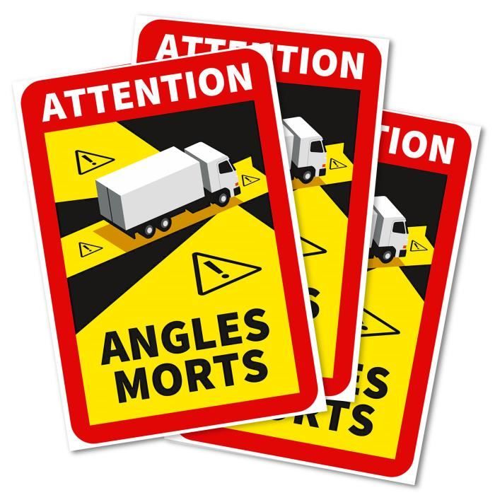 Autocollants Stickers Angles Morts pour Véhicules Lourds Camion, Lot de 3 Pièces, 17 x 25 cm