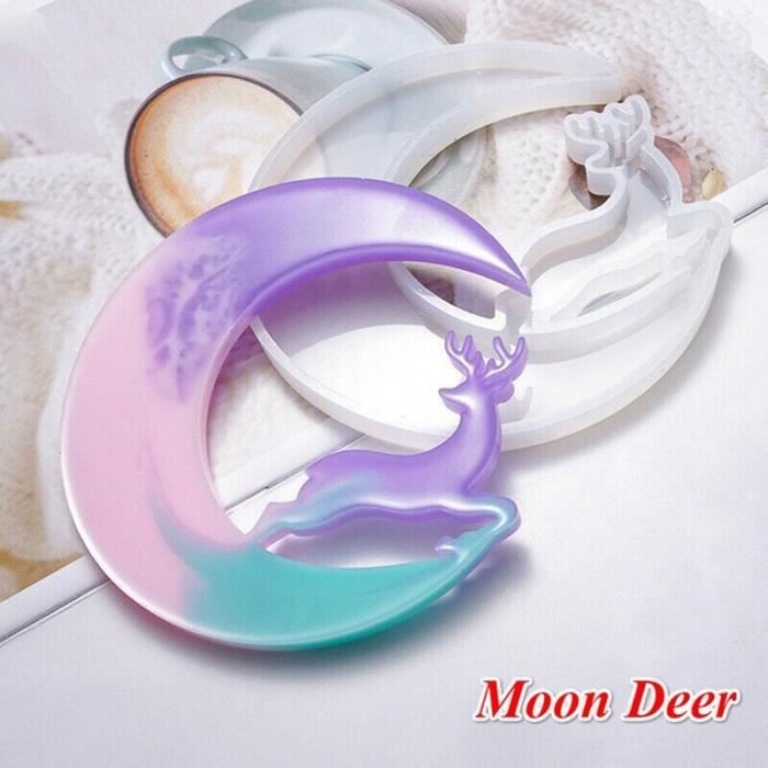 Moule En Silicone Chat Sur La Lune Pour Résine Époxy - Diamètre 13,3 Cm - DIY Bijoux Et Déco - 13