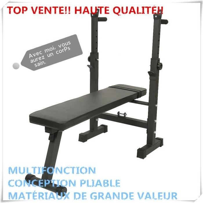AIMEI° Banc de musculation pliant, hauteur réglable avec Supprt d'haltère pour Exercice complet du corp, Noir 112*58.5*104cm