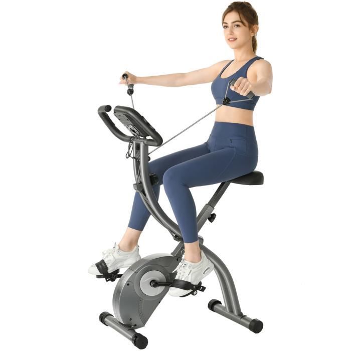 Xiduer Vélo d'Appartement Pliable 8 Niveaux de Résistance avec Volant Magnétique