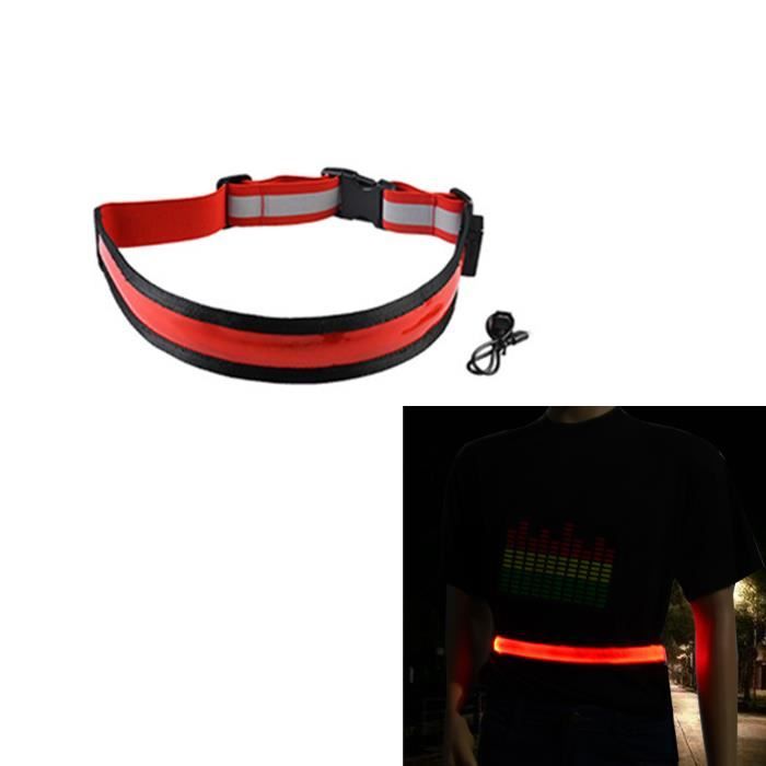 Ceinture, ceinture lumineuse LED de nuit, support de taille rechargeable USB ceinture de sport de remise en forme, rouge