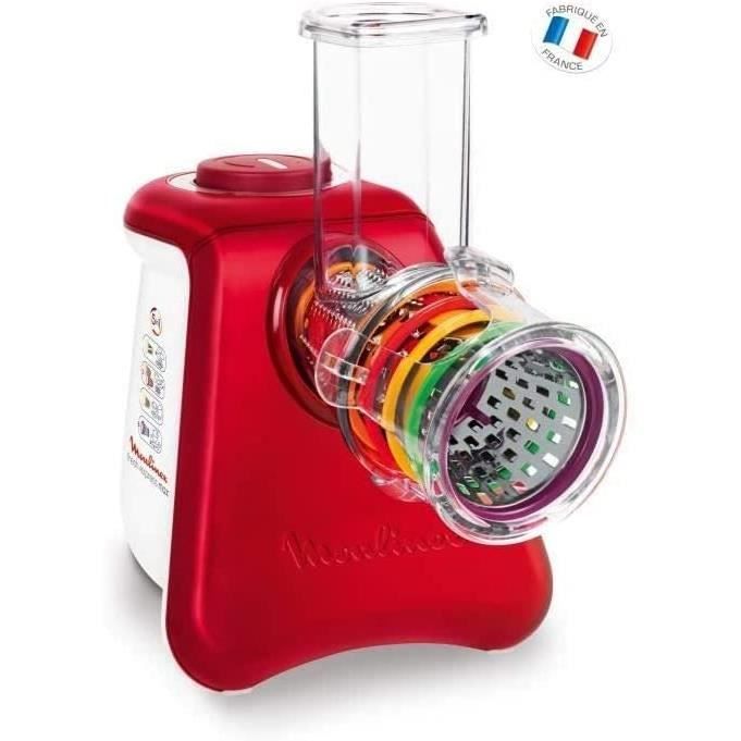 Moulinex DJ812510 Découpe Légumes Électrique Fresh Express Max 5 en 1 Râper Fin Épais Trancher Gratter Fromage Mandoline Légumes Fru