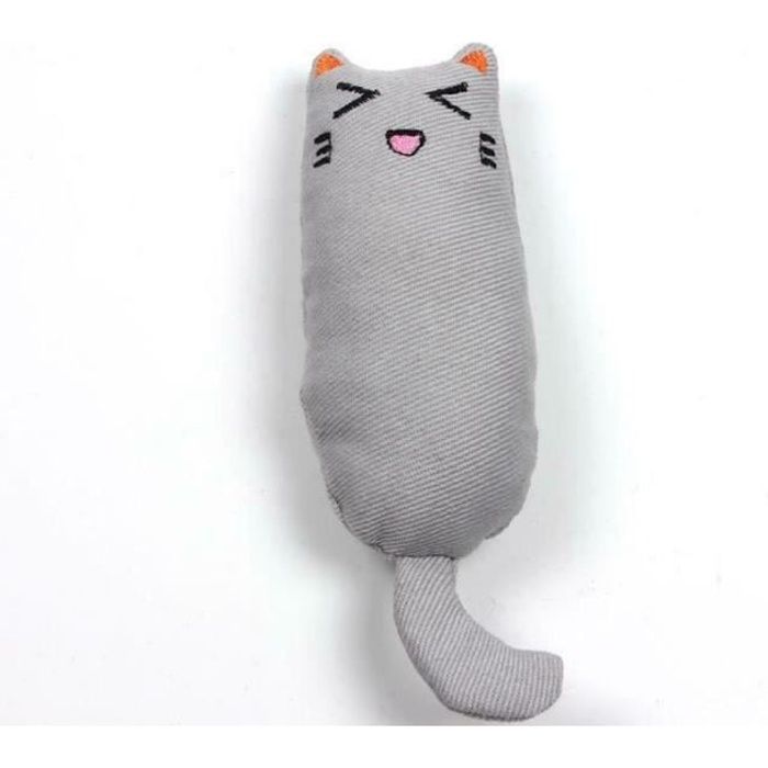 Jouet pour Chat Couleur Gris Doudou à Mâcher rempli d'Herbe à Chat Cataire Menthe Anti-Stress