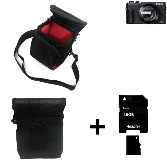 Sacoche Sac pour Canon PowerShot G5 X Mark II pour appareil photo avec 16GB mémoire - K-S-Trade®