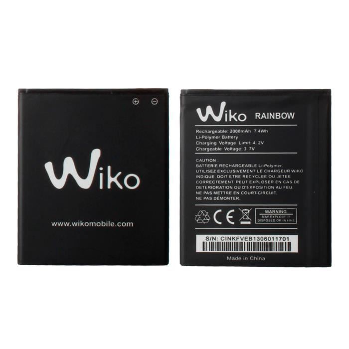 Batterie d'origine et officielle pour Wiko Rainbow - 2000mAh